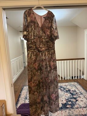 Floral V-Neck Maxi Dress in Dusty Rose and Olive